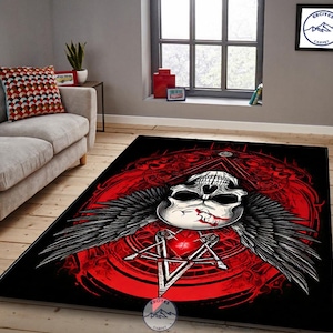 Memento Mori Rug, Horror Themed Rug, Dark Fantasy Rug, Occult Skull Rug, Satanic Skeleton Carpet, Gothic Horror Rug, Creepy Skull Rug