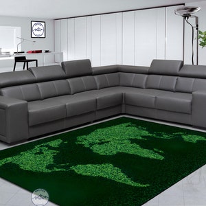 Grass Over World Map Teppich, Weltkarte, Geschenkteppich, Stilteppich, Digitalteppich, Teppich für Wohnzimmer, Moderne, Beliebt, Gedruckt