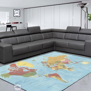 Weltkarte Teppich, Digitaler Teppich, Geschenk Teppich, Stil Teppich, Digitaler Teppich, Teppich für Wohnzimmer, Kinderzimmer Teppich, Gedruckter Teppich
