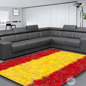 Spain Flag Rug, Spain Flowers Flag Rug, Flag Rug, Style Rug, Digital Rug, Room Rug, Living Room Rug, Modern Rug, Popular Rug, Printed Rug