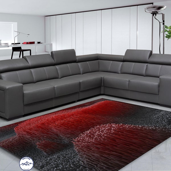 3D Rug, Effect Rug, Red Rug, Dark Red Rug, Red Black Rug, Abstact Rug, Living Room Rug, Modern Rug, Popular Rug, Printed Rug