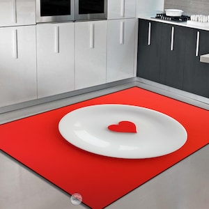 Heart On Plate Rug, Kitchen Rug, Gift Rug, Valentine&#39;s day gift, Darling Gift, Love Rug, Style Rug, Modern Rug, Popular Rug, Printed Rug