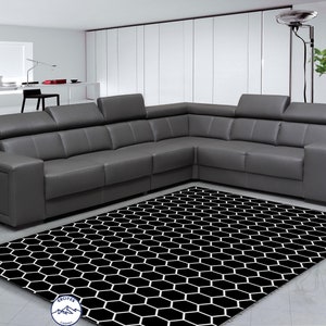 Honey Rug, Honeycomb Rug, Yellow Black Rug, Hd Rug, Digital Rug, Abstract Rug, Living Room Rug, Modern Rug, Popular Rug, Printed Rug