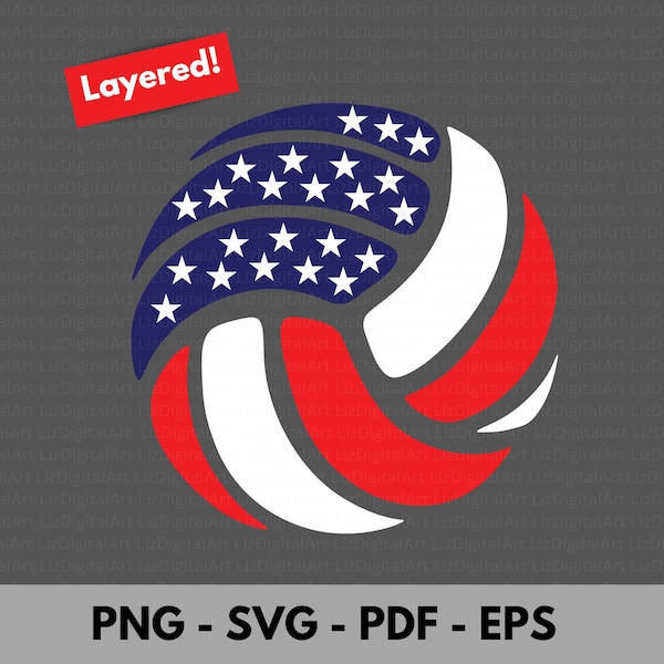 USA volleyball svg, olympic volleyball svg, volleyball svg, layered, volleyball mom svg, cut file, volleyball png, volleyball clip art, png