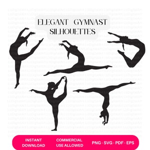 Gymnastics svg, gymnast svg, dance svg, ballerina svg, gymnastics png, gymnastics clip art, gymnast silhouette svg,  gymnastics bundle