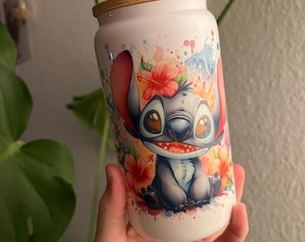 Vaso de cristal Libbey de Disney con puntada blanca // Apto para lavavajillas