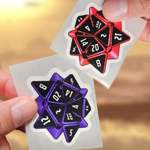 D20 Sticker for DnD Enthusiasts | Handmade Dice Sticker | D&D Gaming Decor | Squished D20