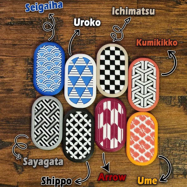 Japanese Pattern Fidget Slider – 3D Printed Haptic Sensory Toy