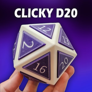 Customizable Clicky D20 | 3D Printed D20 Fidget Toy | Sensory Toy | Key Clicker | Fidget Clicker Toy | DnD | Custom Colours | Desk Toy