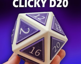 Customizable Clicky D20 | 3D Printed D20 Fidget Toy | Sensory Toy | Key Clicker | Fidget Clicker Toy | DnD | Custom Colours | Desk Toy