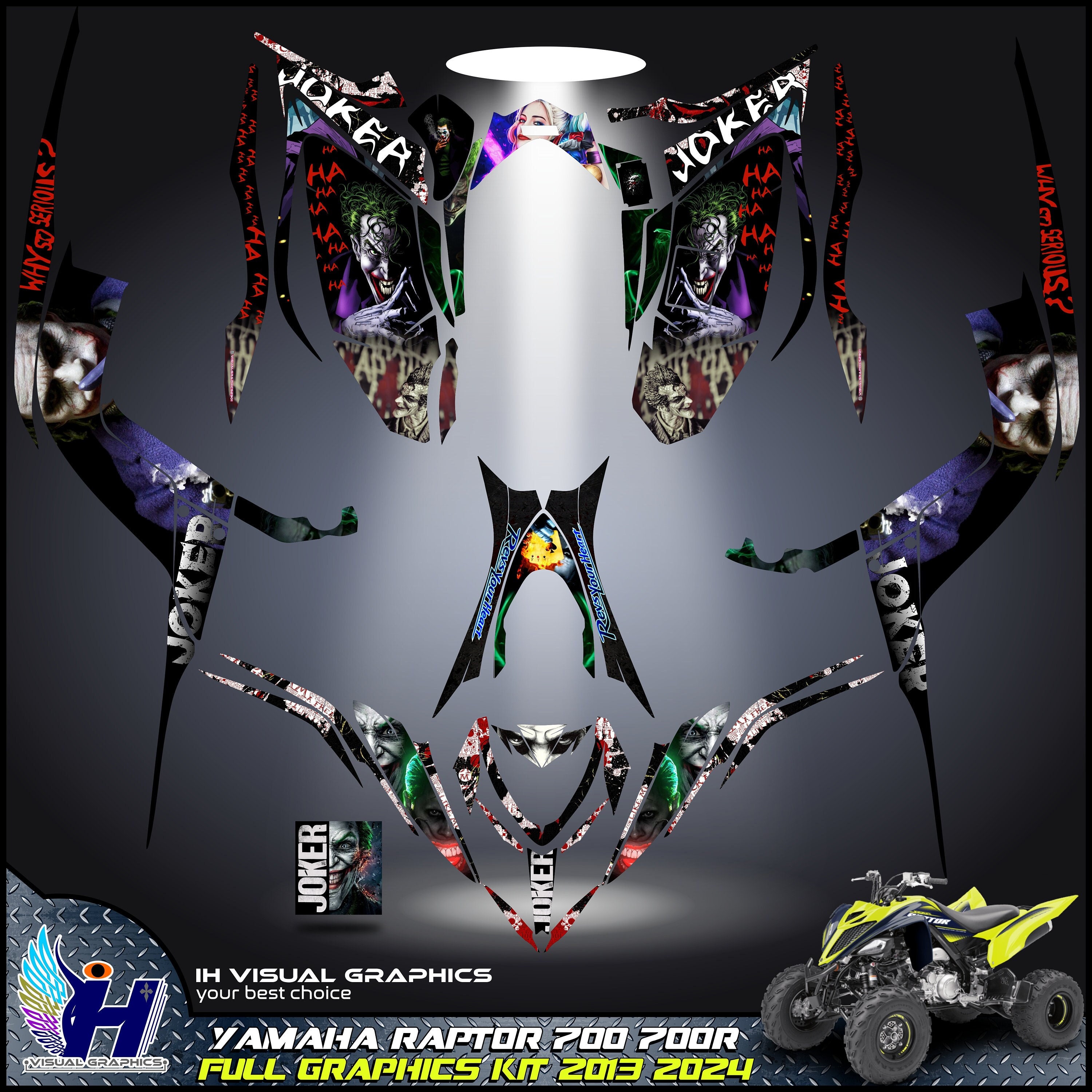yamaha Raptor 700 700R graphics kit 2013 2018 2020 to 2023 decals stickers  atv