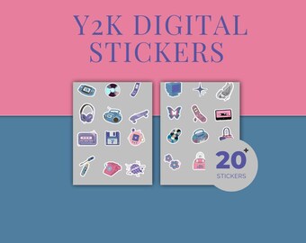 Y2K Aesthetic Stickers | 20+ Retro Cute Icons | Digital Download | 2000s Nostalgia Stickers