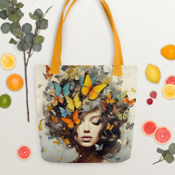 Nature's Butterfly Art Totebag, Women's Design Tote Bag, Roomy Spacious Purse, Women Tote, Beach Handbag, Hand Bag