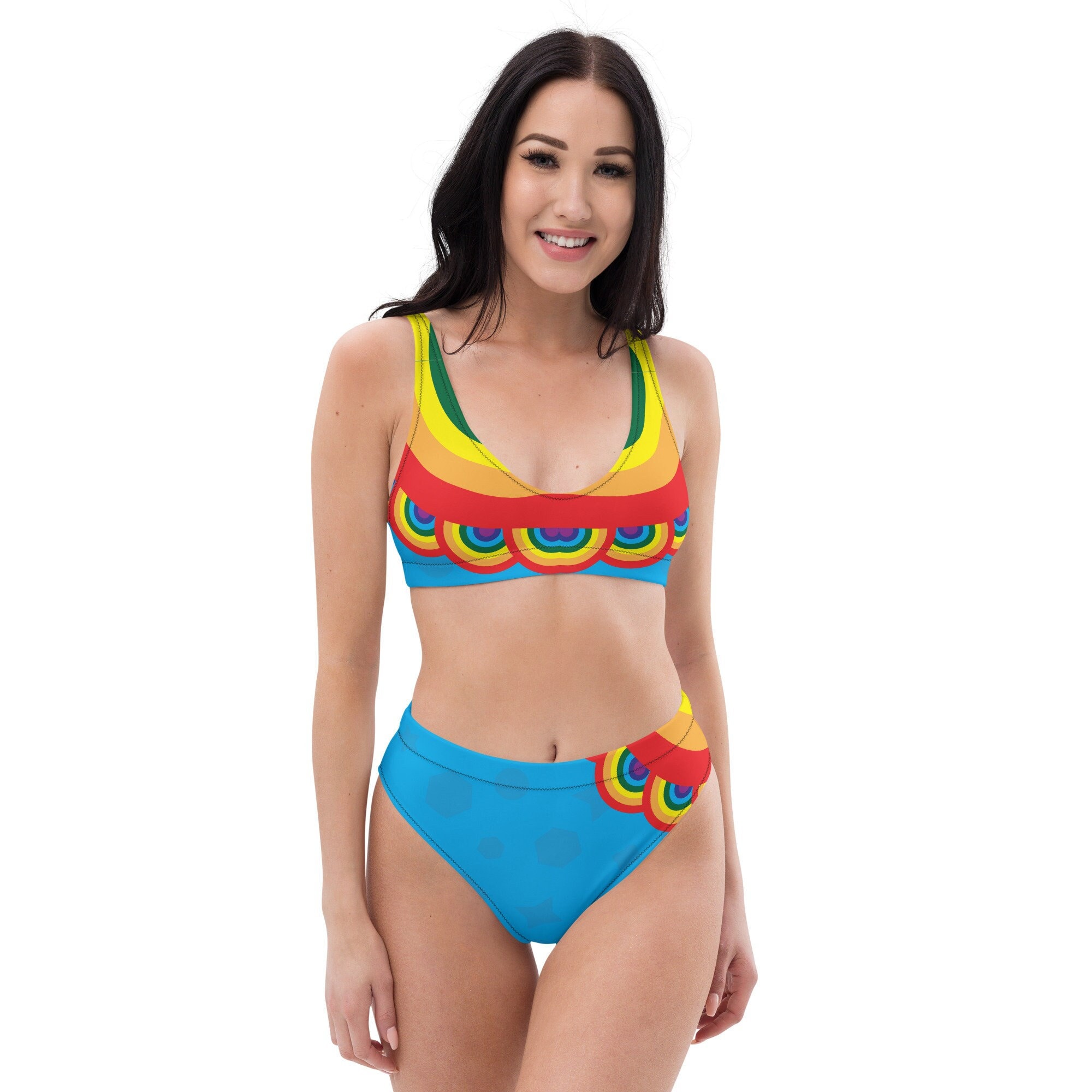 Rainbow Design Bikini Set, Women's Beach Bathing Suit, Swimwear Set, Plus  Size Beachwear, Swimming Suit, Colorful Swim Wear, Women Swimsuit