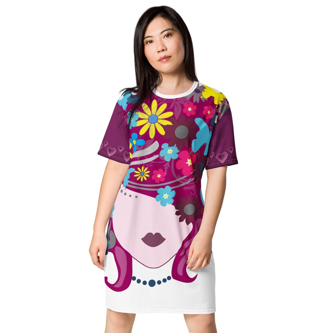 Women's Flowers Butterfly Nightgown Heart Sleeves Night Etsy