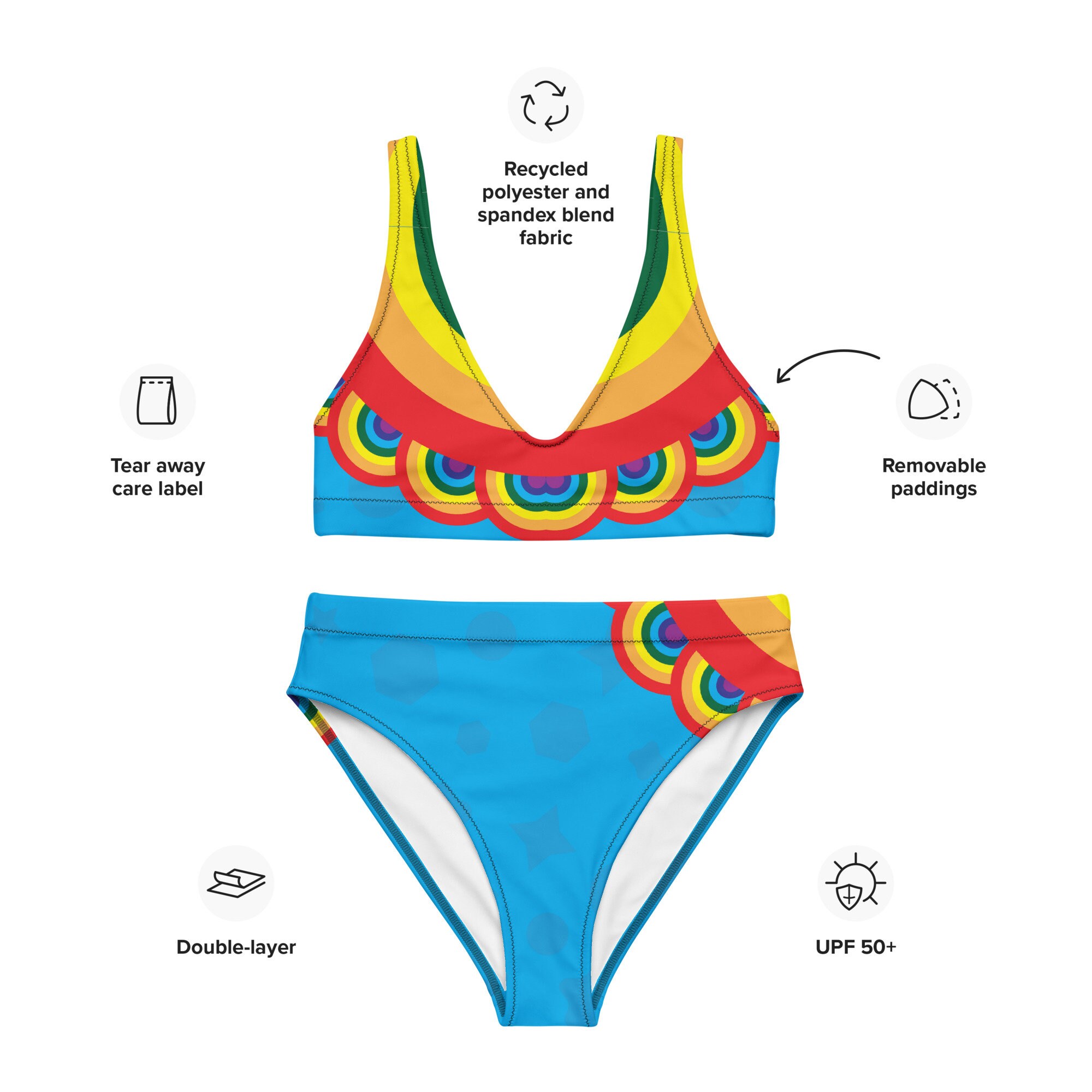Rainbow Design Bikini Set Women's Beach Bathing Suit - Etsy