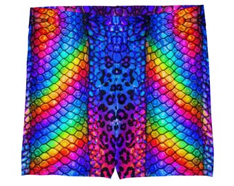 Rainbow Scales Shorts Snake Leopard Summer Clothes Women's Athletic Apparel Animal Print Casual Wear Unique Activewear Biker Short Trousers