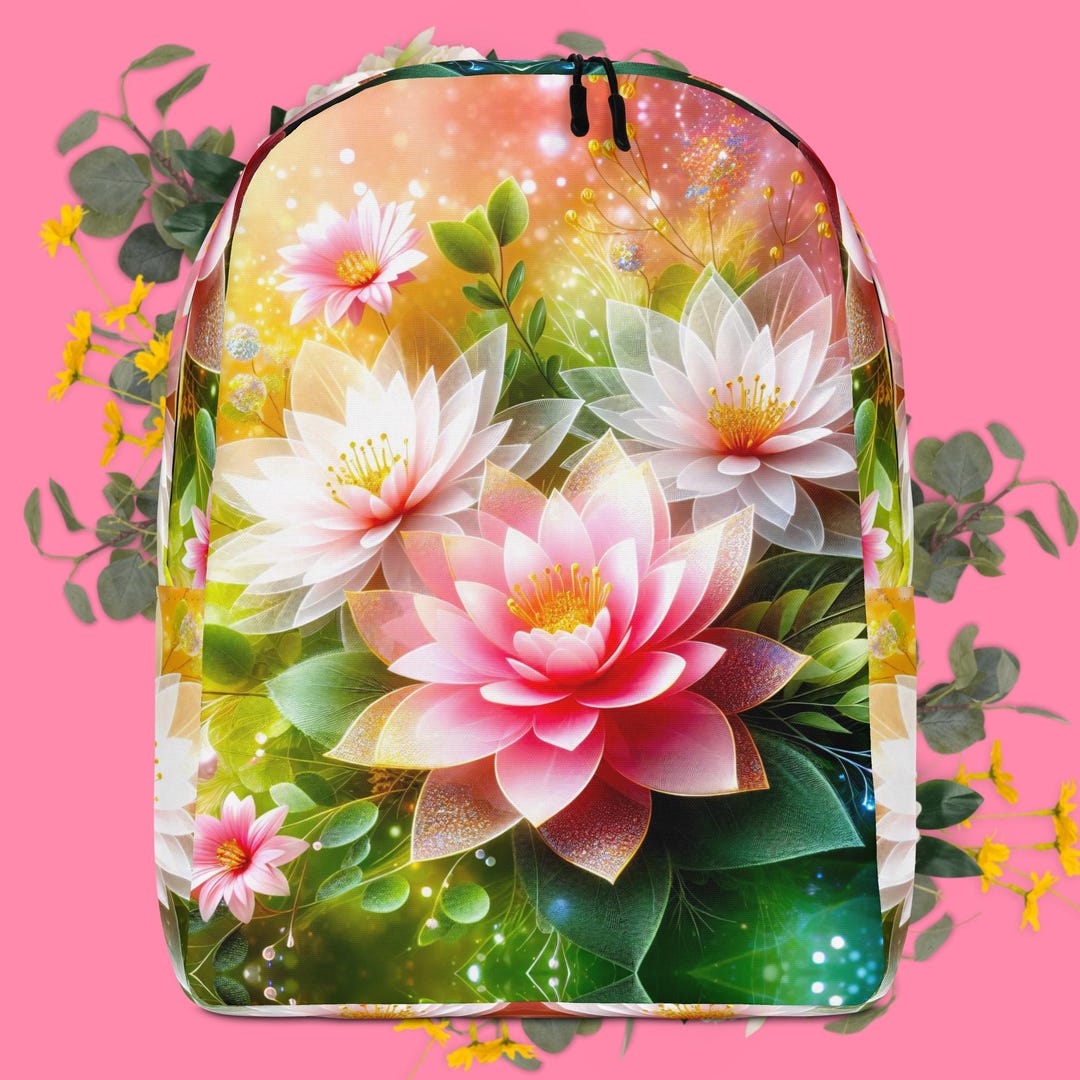 Lotus Flower Bookbag Pink Flowers Backpack Girls Floral