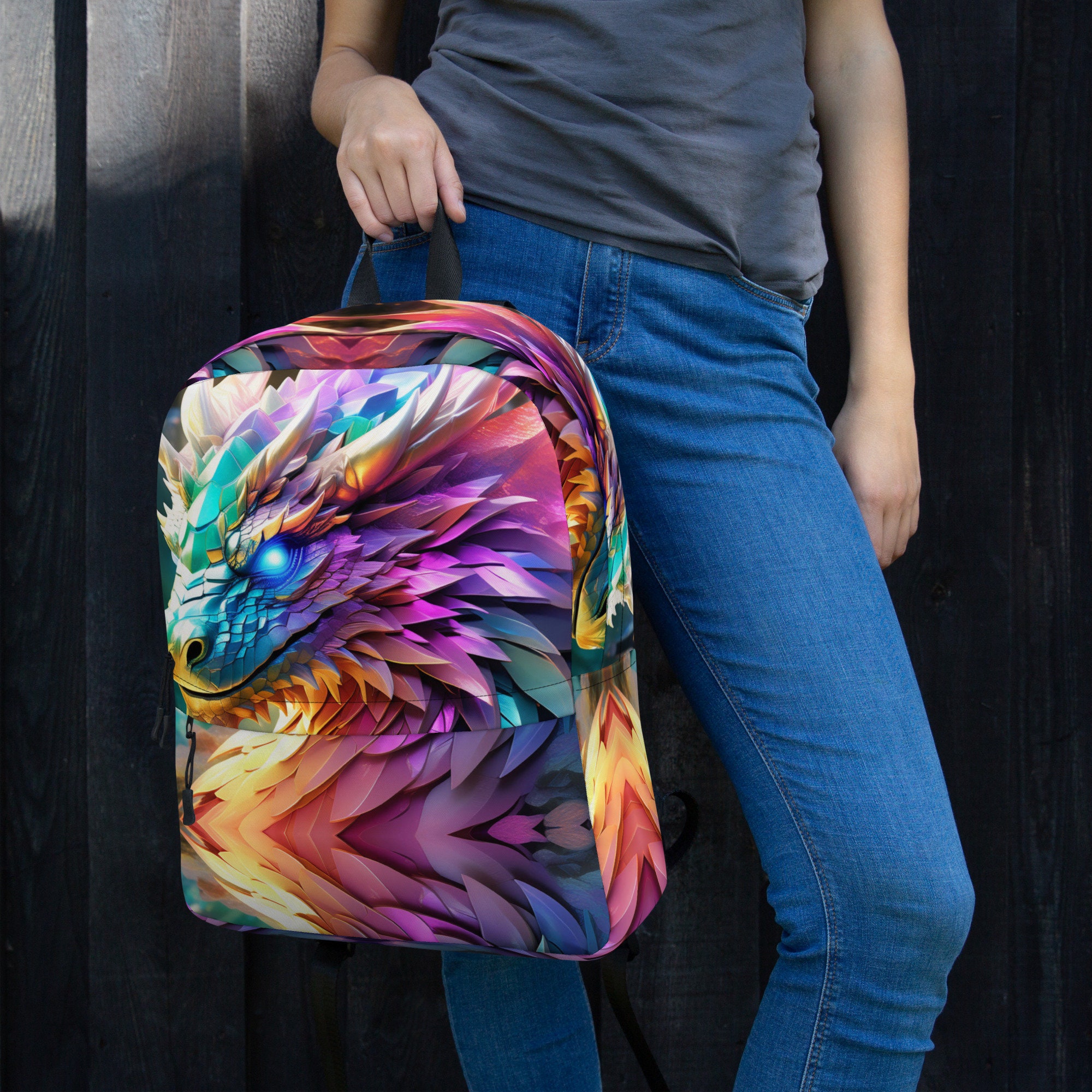 Dragon Scales Backpacks Travel Laptop Daypack School Book Bag for Men Women Teens Kids : ZzWwR Cool Rainbow Dragon Scales Large Durable Laptop