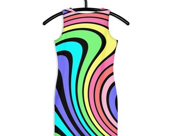 Funky Neon Bodycon Trippy Heldere Jurk Maagdenpalm Clubwear