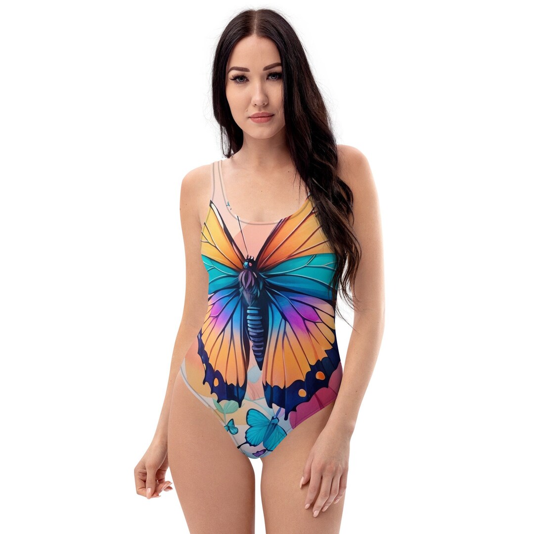 Onepiece Swimsuit Butterfly Bathing Suit Women Swimwear Etsy