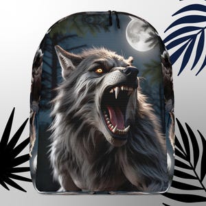 Sac à dos Savage Wolf pour garçons Sac de voyage pleine lune Dark Dog Ransack Bretelles rembourrées Sacs à dos pour homme avec poche pour ordinateur portable Sacs pour livres d'école