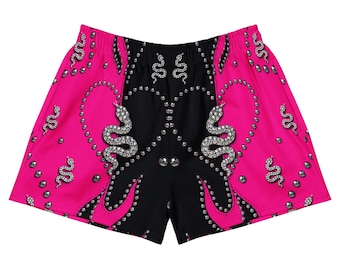 Short serpent strass rose noir vêtements de sport vêtements cloutés avec poches pantalon serpent serpent confortable grande taille pour femmes
