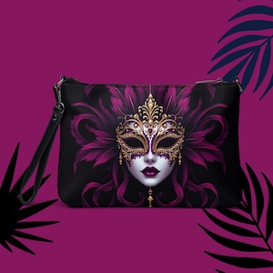 Maskerade Geldbörse Karneval Handtasche Clutch Karneval Taschenbuch Kunstleder Geldbörsen Wein Burgund Crossbody Bag Gold Design Umhängetaschen