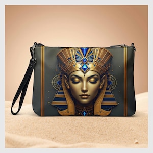 Gold Ägypten Königin Geldbörse Sapphire Juwel Handtasche ägyptische Göttin Taschenbuch Kunstleder Geldbörsen Vielseitige Riemen Einzigartige Crossbody Schultertaschen