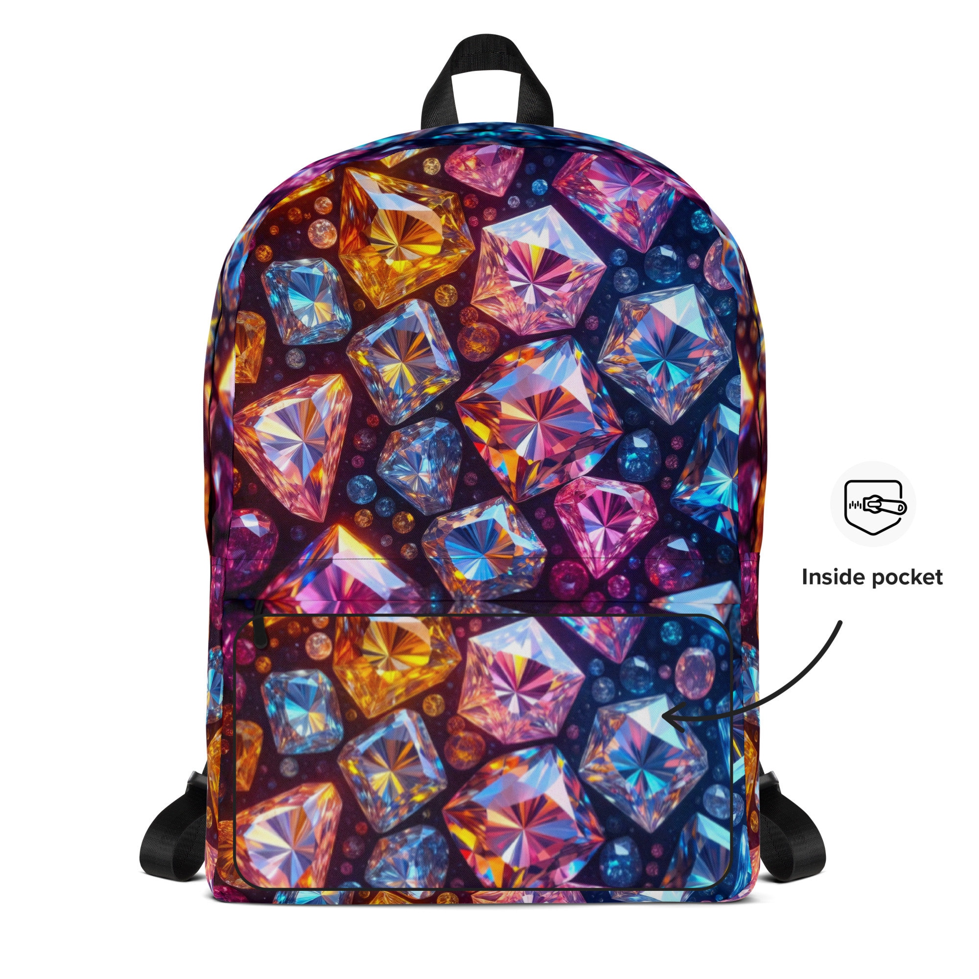 Multicolor Patterned Backpack. BL/RD5 Groovy Durable School Backpack main image 3