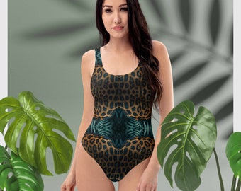 Badeanzug mit Leopardenmuster, Einteiler, tropisches Dschungel-Design, Badebekleidung für Damen, freche Strand-Badeanzüge, einzigartige Strandmode in Übergröße