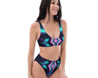 Techno Rave Bikini Glow Costume da bagno Set Costumi da bagno a vita alta Costume da bagno unico da donna per donna Taglie forti Costumi da bagno da spiaggia