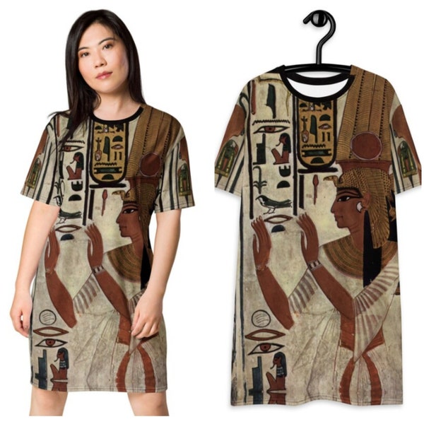 Egypt Queen Nightgown Pajamas Egyptian T-Shirt Pajama Dress Long Night Tee Comfy Loungewear Hieroglyphics Nightie Gown Sleep Shirt Dresses