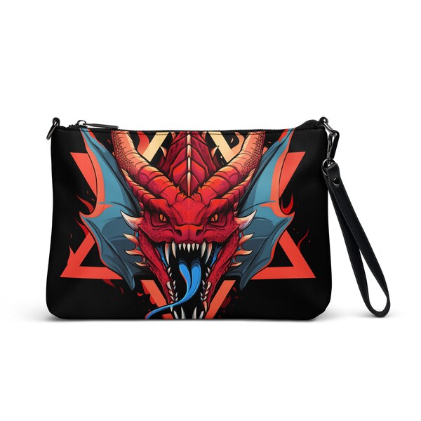 Dragon Purse Crossbody Bag Savage Bold Handbag Mythical Fierce Pocketbook Fantasy Faux Leather Purses Unique Shoulder Bags Removeable Straps