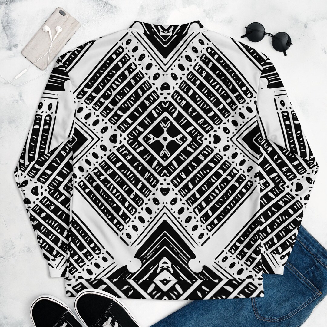 Black White Bomber Jacket Men's Design Jacket Unique Etsy