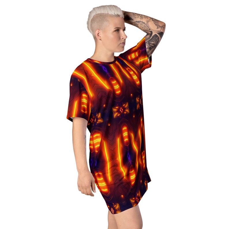 Orange Glow Nightgown Techno Nightie T-shirt Dress Women's Glowing ...