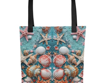 Borsa tote con conchiglie Borsa da spiaggia Borsa a forma di stella marina Borse per libri design spiaggia barriera corallina Borse spaziose Portamonete Borse a doppio manico Borse tote