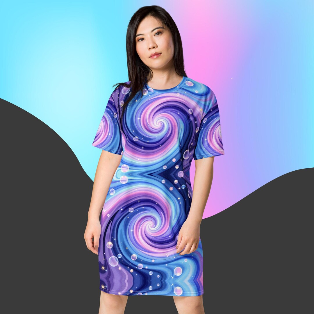 Candy Swirl Pajamas Cosmic Pink Nightgown Bubbles Design T-shirt Dress ...