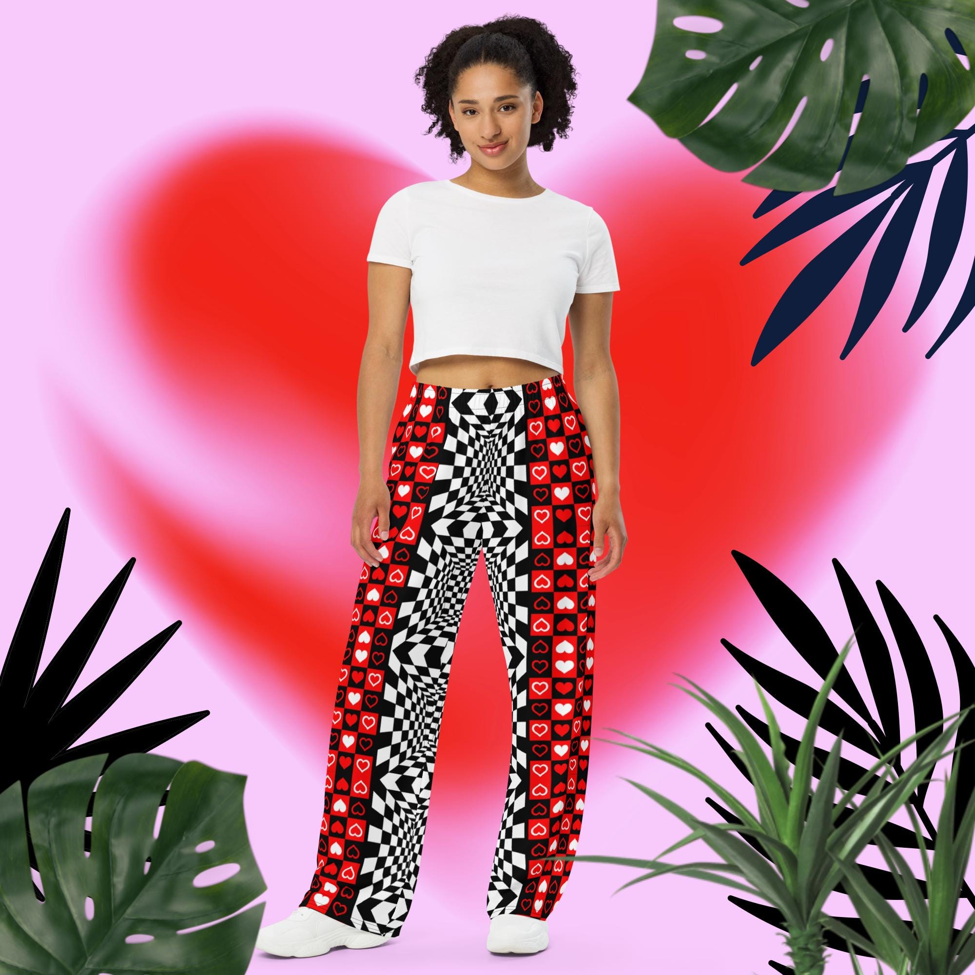 【COLOR iN ID】Pattern check wide pants Woven Mid Rise Check Wide Leg Trousers With Belt For School