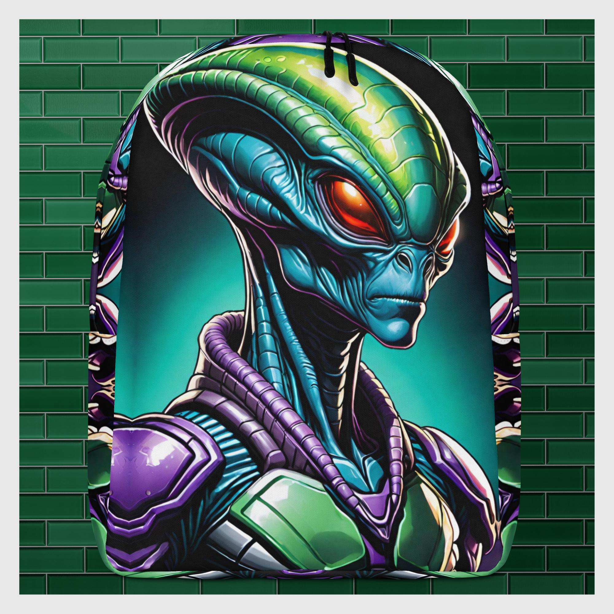 Alien Backpack Sci Fi Bookbag Green Men Space Being Ransack Science Fiction Men Book Bags Padded Straps Fantasy Boys Back Pack Laptop Pocket