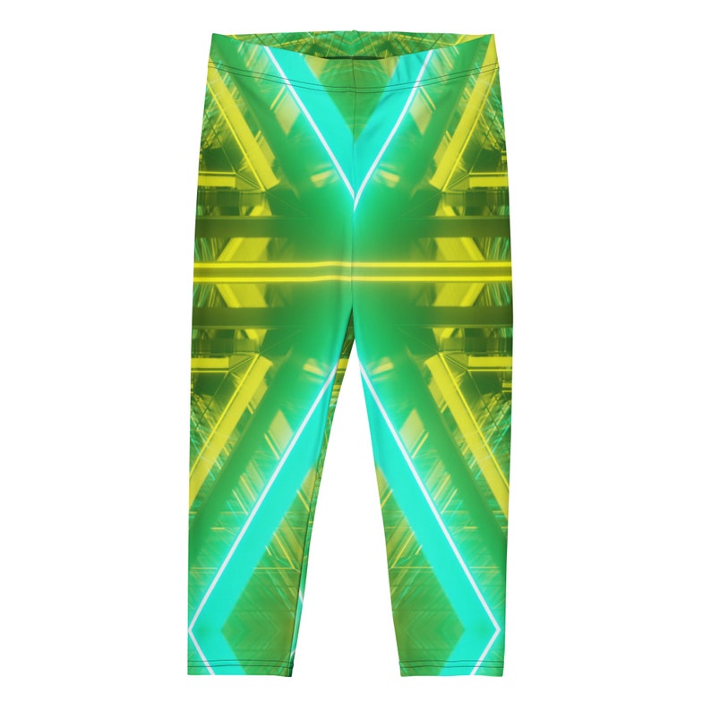 Teal Butterfly Glow - Casual Capri Leggings main image 1