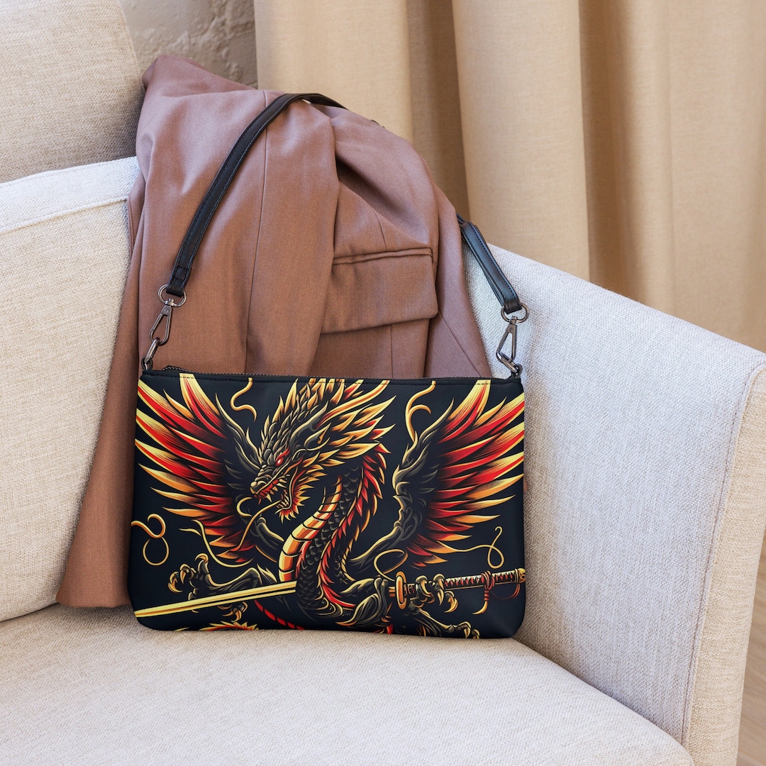 Dragon Crossbody Bag Women's Mystical Purse Versatile Purses Red Black