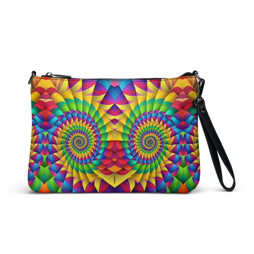 Psychedelic Colorful Print Pattern Crossbody bags