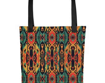 Borsa tote tribale africana Borsa con doppi manici Arancione Nero Design unico Portafoglio Borse da spiaggia Borse tote Borse Borse spaziose