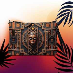 Cartera de mano africana, cartera de mano de estilo prestigiado con diseño tribal, bolso cruzado, versátil, con correa, diseño de rayos de sol, carteras de piel sintética, bolsos de hombro