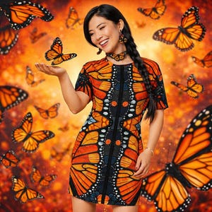 orange monarch butterfly spaghetti dresses Butterflies On My Back Maxi Dress, Orange / L