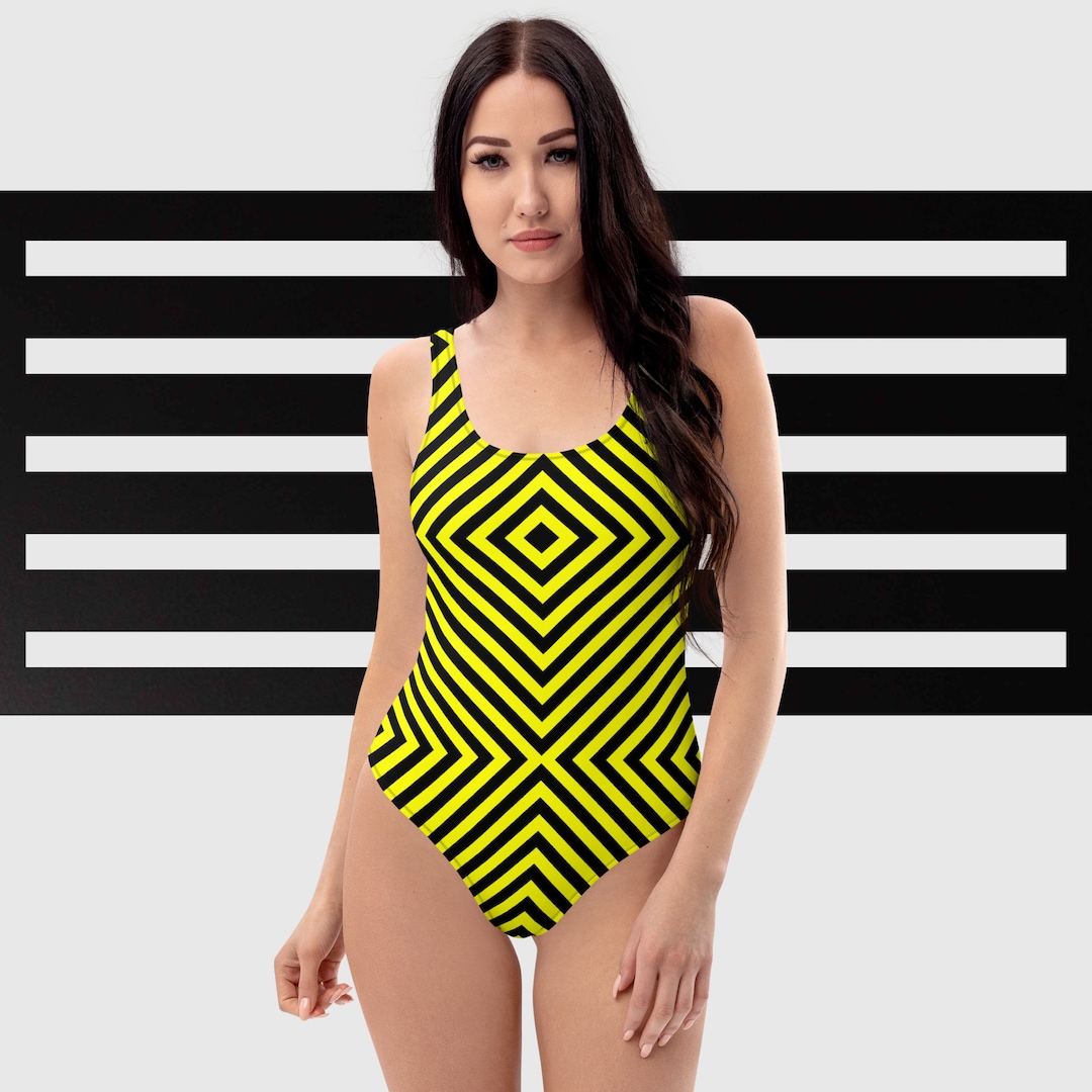 Neon Yellow Zip Up Cheeky Two Piece Swimsuit