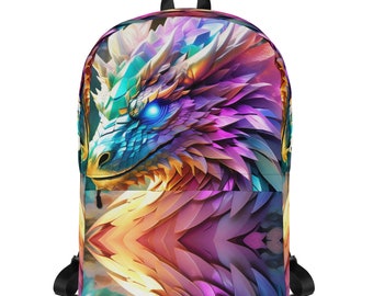 Mochila con escamas de dragón, mochila única, bolsas de libros para niñas, diseño de ojos brillantes coloridos, bolsa de viaje para mujer, mochilas de tamaño mediano