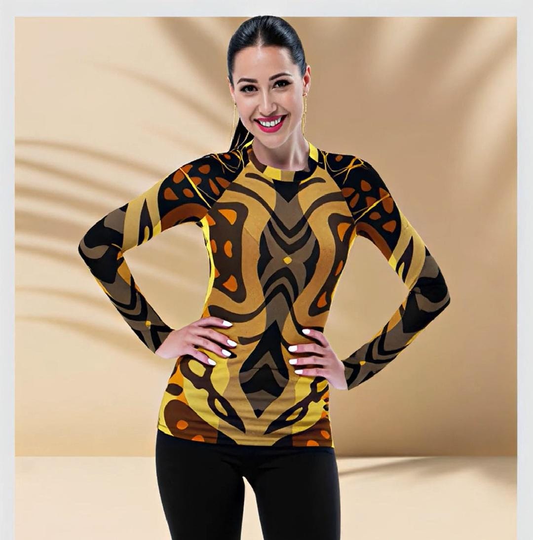 Leopard Rash Guard Shirt Animal Print Long Sleeve Athletic Clothes Wild ...