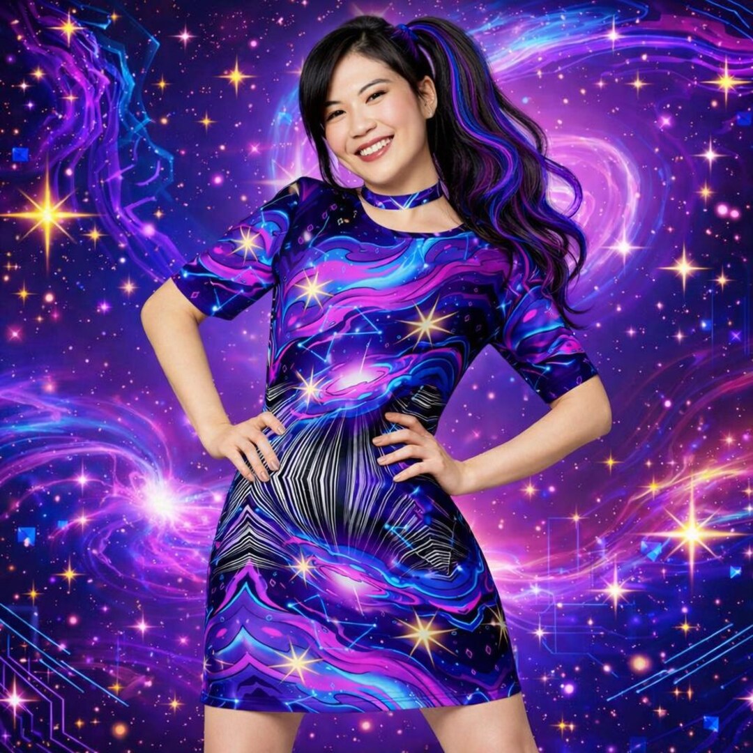 Purple Cosmic Pajamas Anime-style Nightgown Plus Size Galaxy T-shirt ...